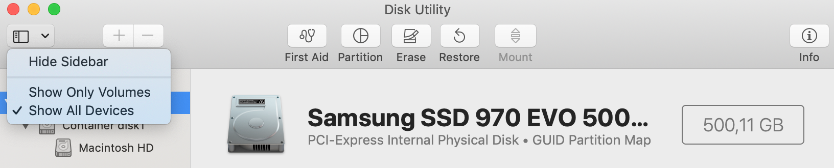 formatting samsung evo 950 ssd for mac